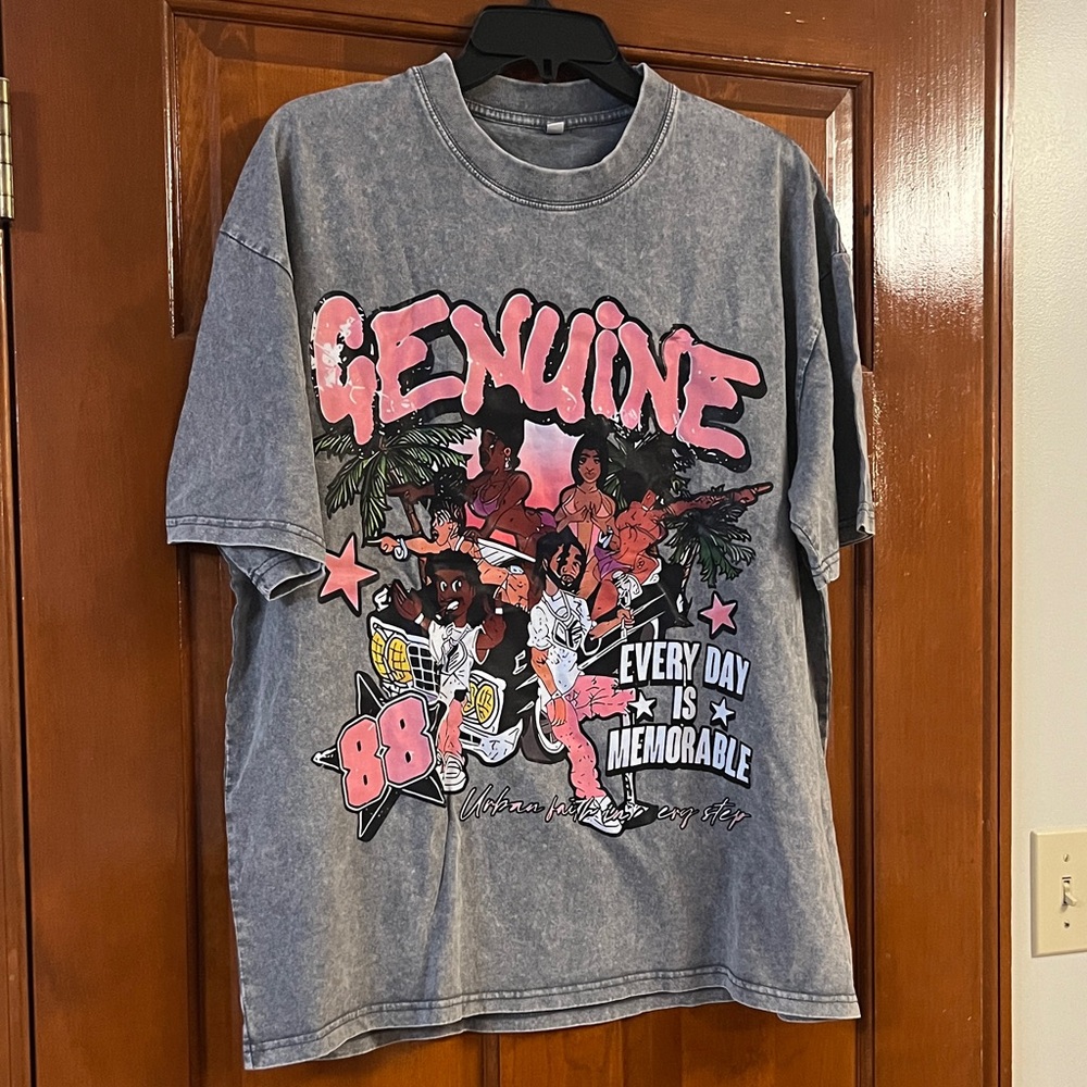 Source Unknown Graphic Tee - Faded Gray and Pink